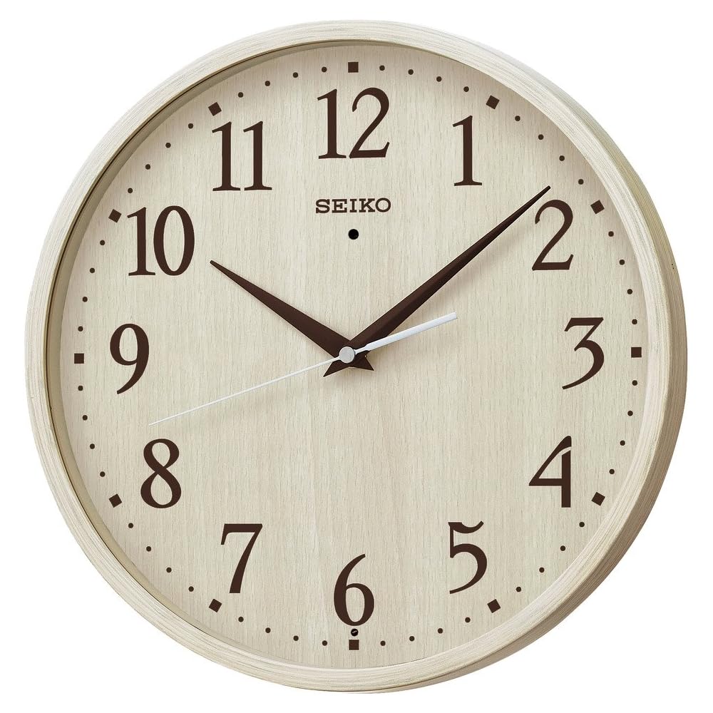 Seiko Clock Wall Clock, Natural, Radio Controlled, Analog, Ivory Wood Grain Pattern, KX399A