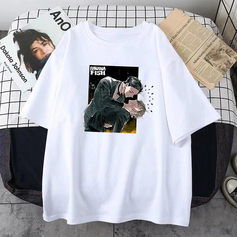 BL Japonské Anime Banánové Ryby Dámské Tričko Kreslený Chlapecká láska Unisexga Topy Unisex Ležérní Móda Streetwear Unisex Pár Oblečení