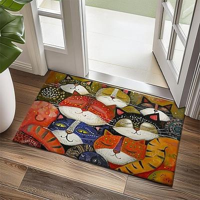 Whimsical Underwater Cat Door Mat Carpet Rugs Non Slip Soft Mat for Bathroom Entryway Bedroom Home Decoration
