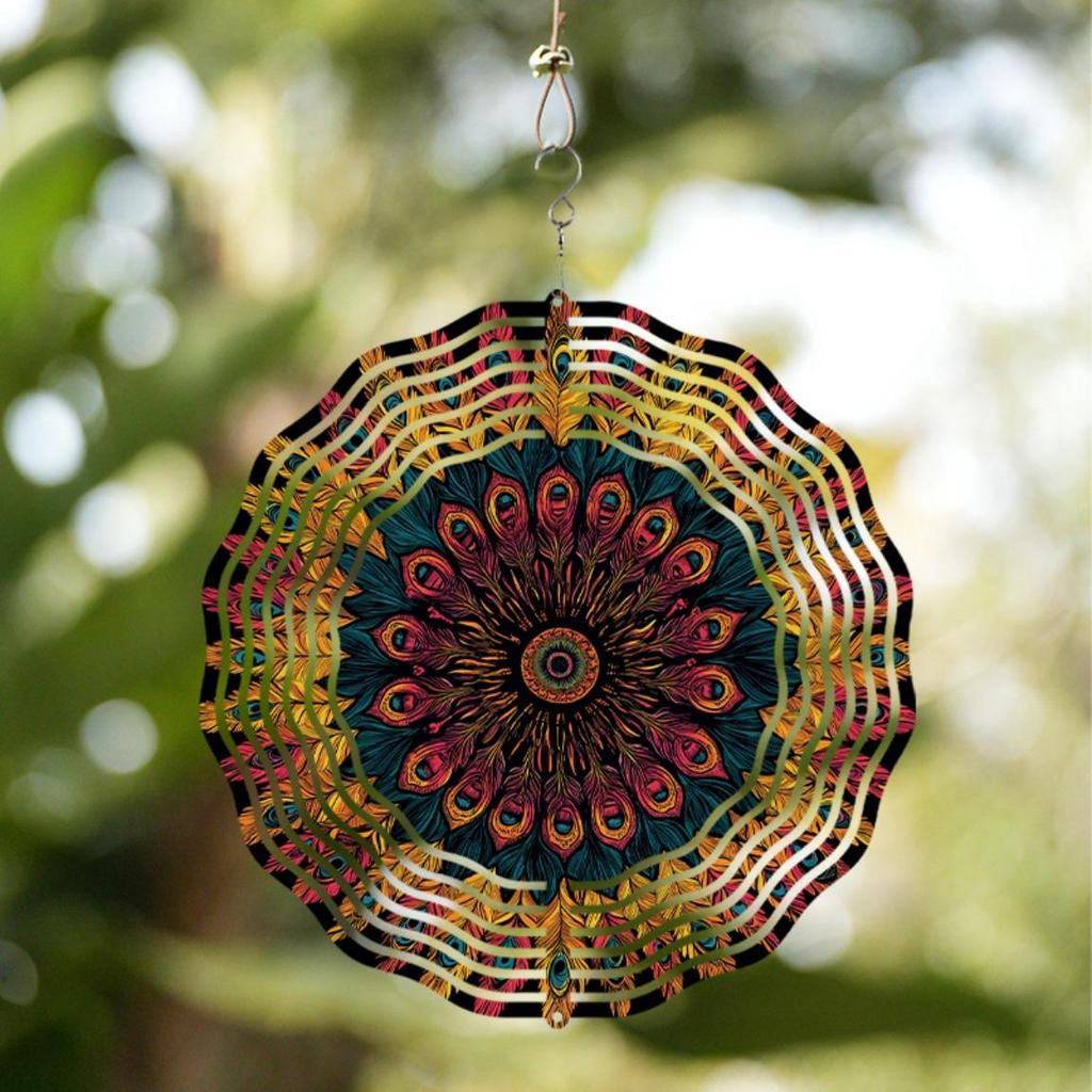 10 Inch Wind Spinner Artistic Hanging Decor with 360 Rotating Hook for Balcony Garden Spring Summer Outdoor Decoration Creative Gift Idea