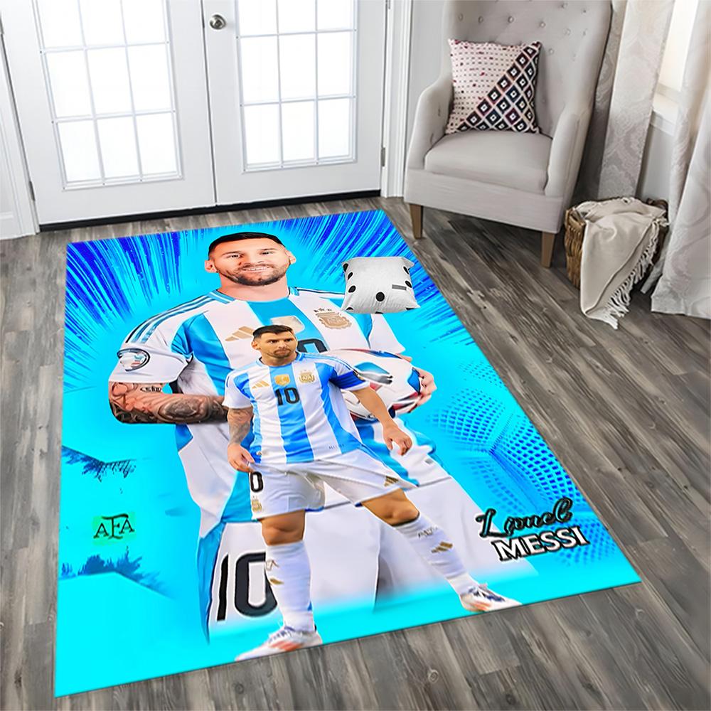 Messi Celebration rug for living rooms, bedrooms, home décor, and as gifts.