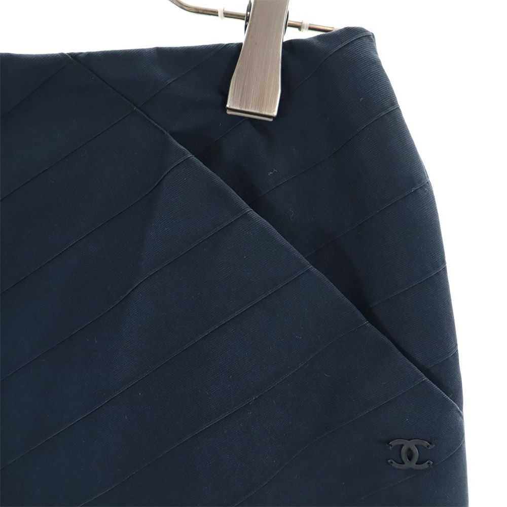Chanel Made In France Midi Skirt 36 Navy System Women Used