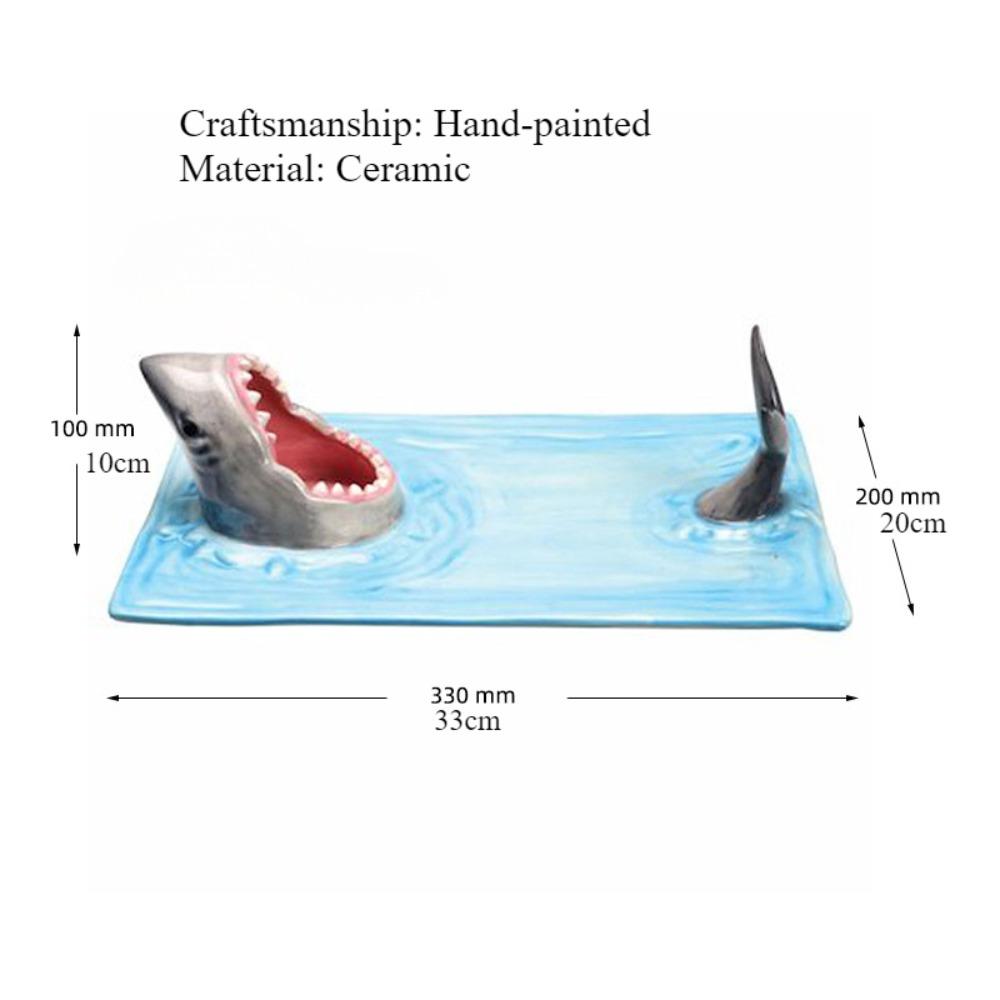 Handmade Tableware Ceramic Seaside Shark Plate Dumpling Plate Dessert Plate Dining Table Kitchen Decoration Sushi Plate
