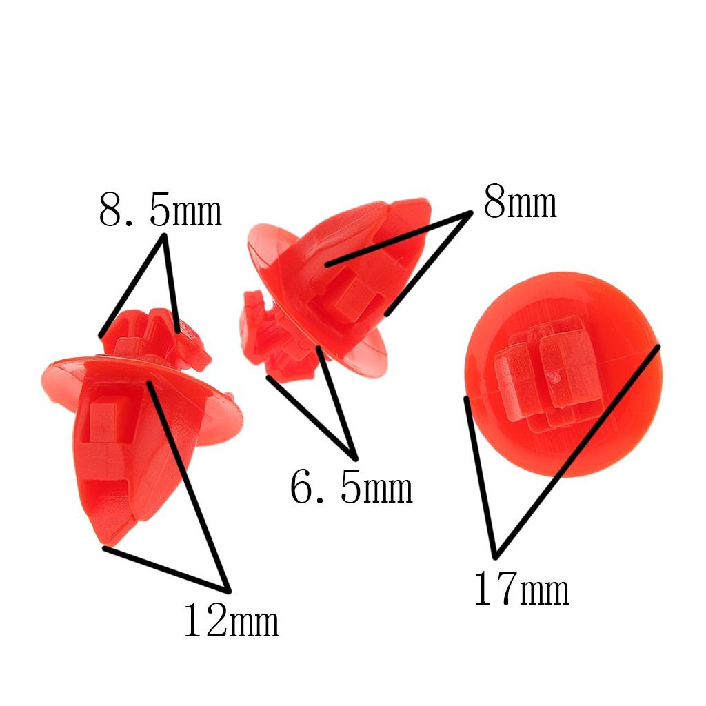 Pack of 20 Red Nylon Front Mudguard Moulding Clips for Toyota 90904-67036