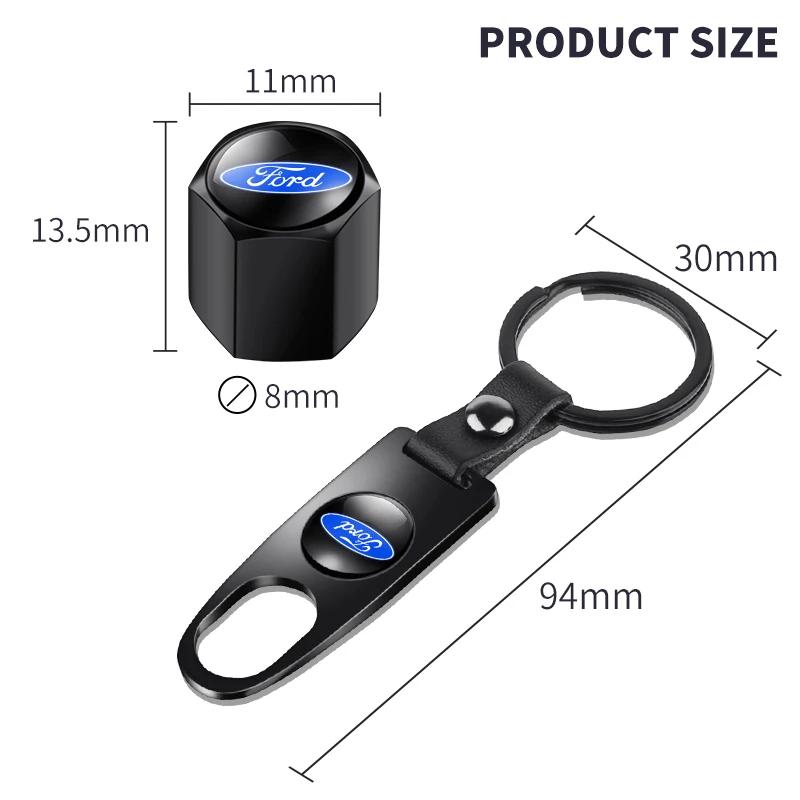 Hot Car Wheel Tire Valve systems Cap With Keychain Keyring Badge For Ford Focus ST Ranger Mondeo Kugo Ecosport Fiesta Kuga Fusio