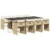 Vidaxl 9-Cz. Garden Furniture Set With Cushions, Beige, Poly Rattan
