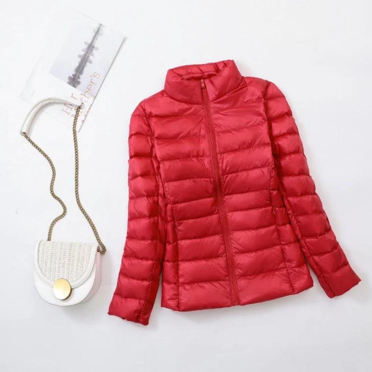 Women Autumn Winter Warm White Duck Down Coat Plus Size Light Slim Short Stand Collar Down Jacket Inner Cloth Outerwear