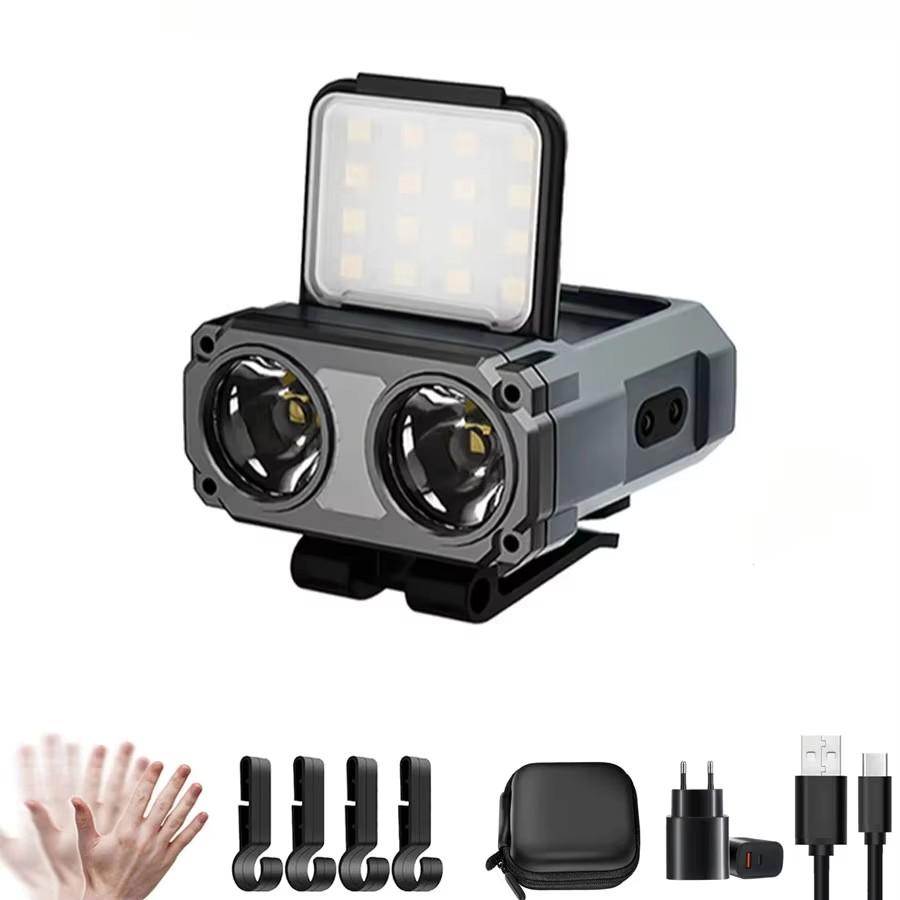 Ultrahelle wiederaufladbare Mini-Stirnlampe, LED-Clip-on-Cap-Licht, wasserdichte Sensor-Hut-Taschenlampe, Stirnlampe für das Angeln im Camp