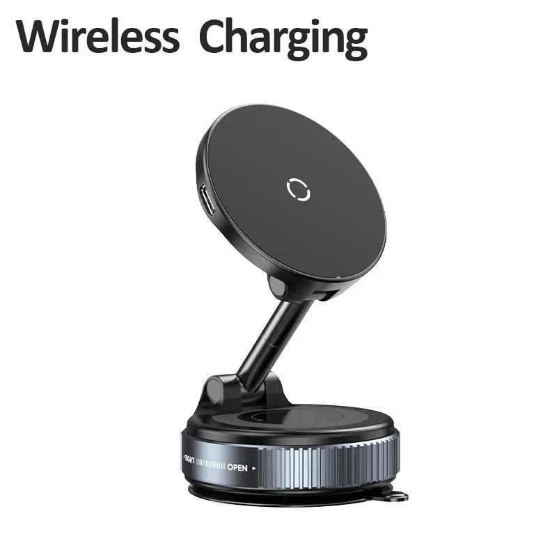 

Car Phone Holder 360° Rotating Foldable Vacuum Magnetic Mount Fast Charging Station for iPhone 17 16 15 14 13 12 Samsung