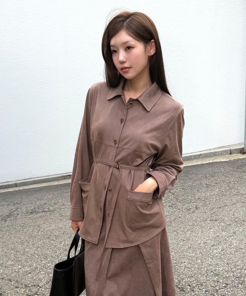 OLIVE DES OLIVE Single Suede Jacket-Style Blouse Ol6Ab9030