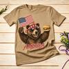 American Flag Bear Burger Graphic TShirt for Unisex Unisex 100 Cotton Casual Summer Streetwear Gift