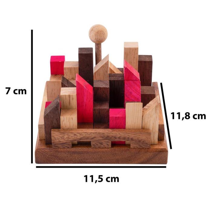 Casse-tête en bois - Engelhart - La cité infernale - 11 pièces - Niveau difficile - Écologique