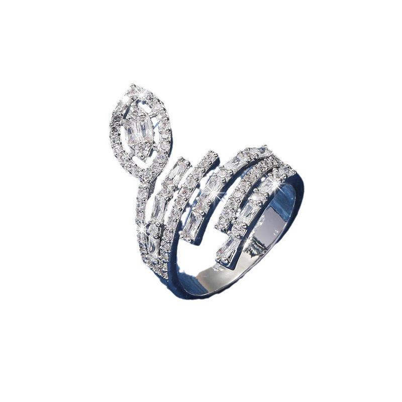 GemChic Women's Ring Personality Irregular Geometric Opening Adjustable Ring Female Retro Embed Zircon Finger Ring Birthday Christmas Jewelry Gift