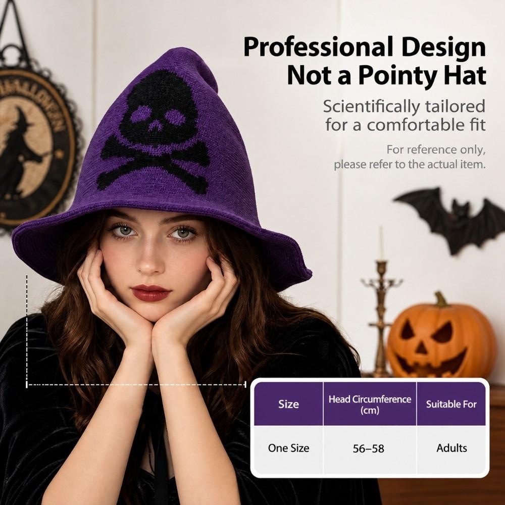 Vintage Witch Hat Halloween Wool Knit Hat Fashion Coseplay Accessories for Women