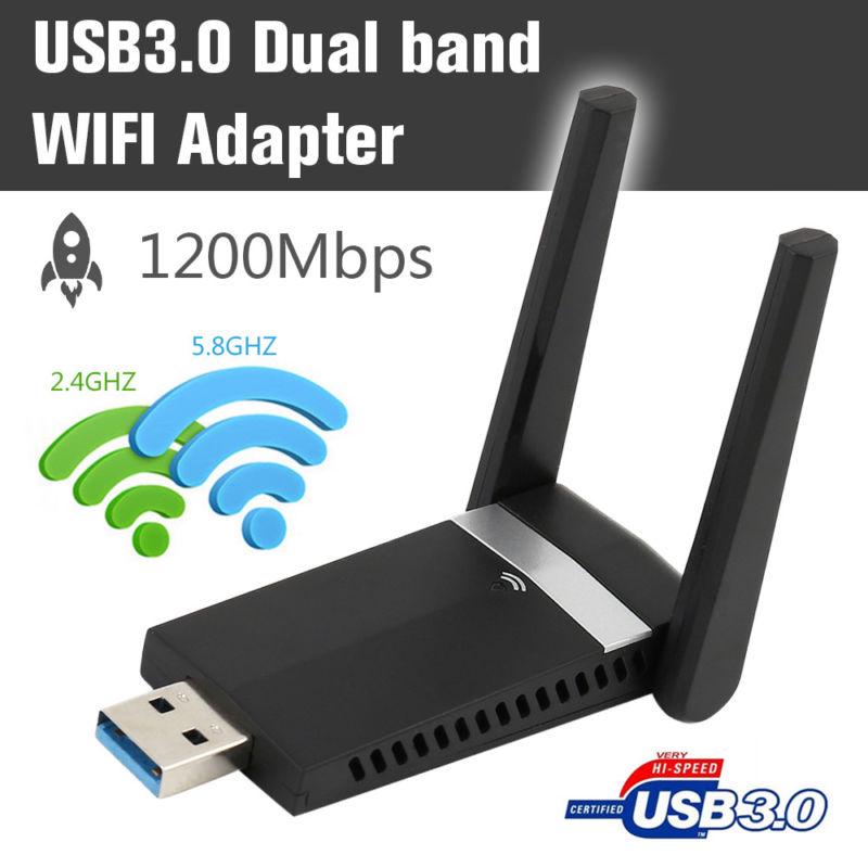 1200Mbps 2.4//5.8GHz Dual Band USB 3.0 Radar Wireless Signal WiFi Adapter Antenna