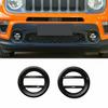 Pair Front Fog Light Lamp Ring Cover Trims Decor Fits Jeep Renegade + Black