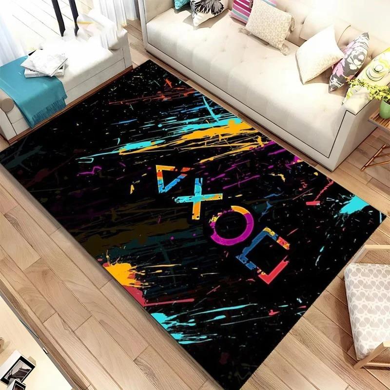 Velký koberec s potiskem herního ovladače - Koberec se vzorem herních tlačítek pro hernu, ložnici, chodbu, balkon, vstupní rohožka, dekorace