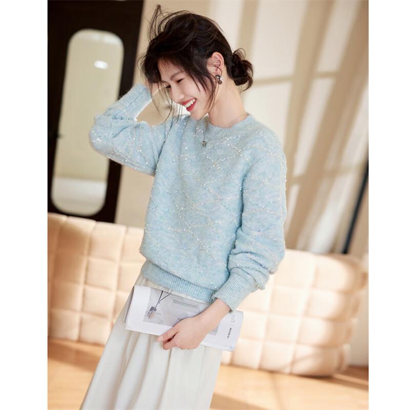 

Женский осенний нежный вязаный топ с круглым вырезом L