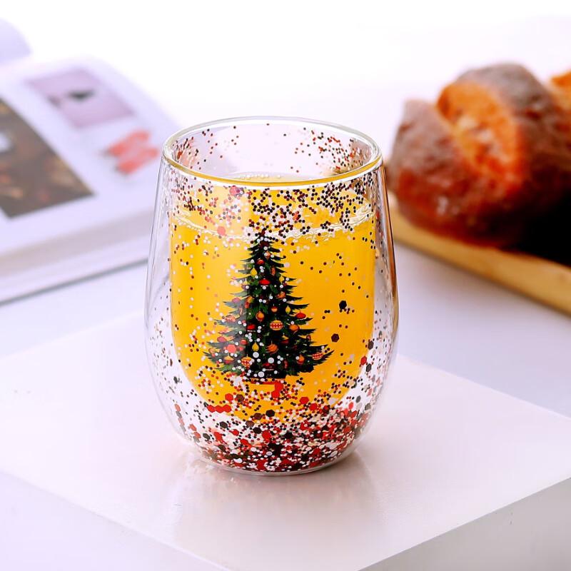 Кружка стеклянная Shangqi Розовая новогодняя елка
