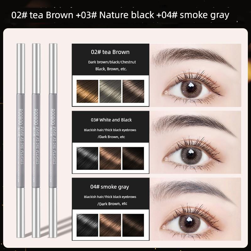 3 PCs Super Fine Eyebrow Pencil Female Eyeliner 2-in-1 Distinct Look Wild Eyebrow Anti-Lasting Non-Hydrophilic Decolorizing