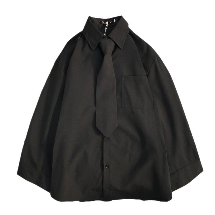 Shirt for Women Retro Long Sleeved Top Korean Loose Student Shirts Outside