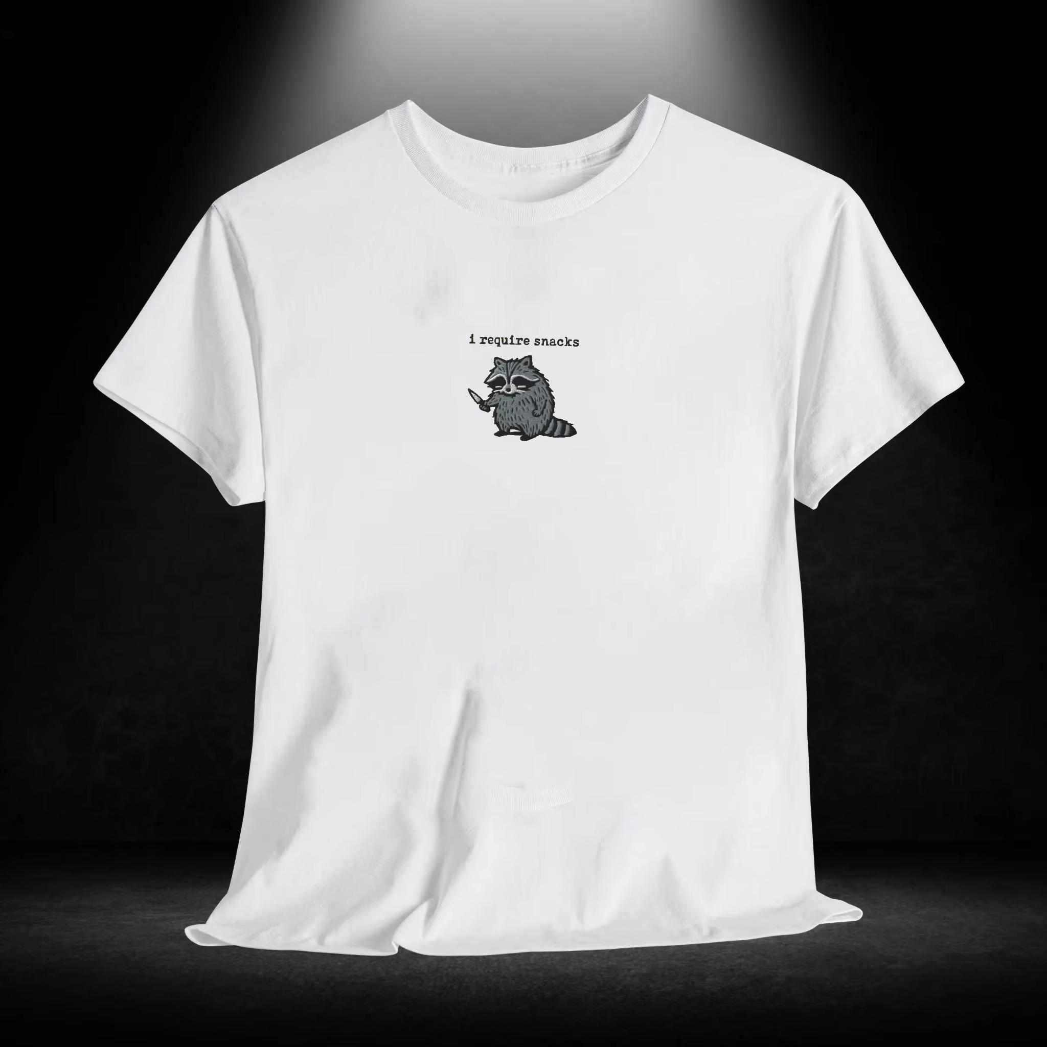 

Men s Summer T-shirt I Require Snacks Raccoon Print Crew Neck Short-sleeved Top Casual Loose Sportswear Fashion Breathable To... S разноцветный