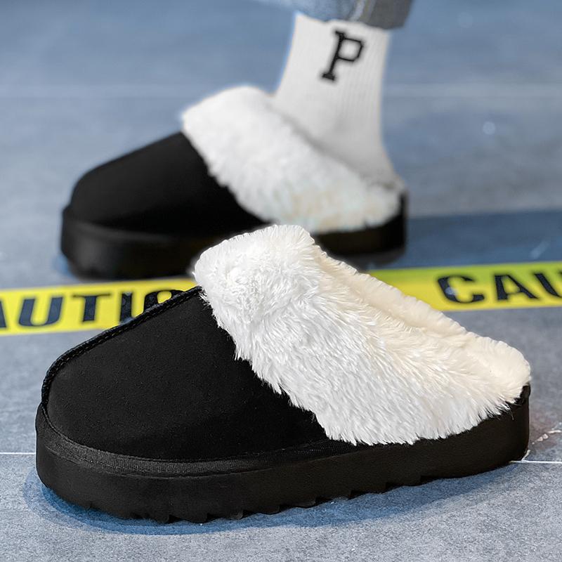 Moda Inverno Leggere Tinta Unita Antiscivolo Resistenti all'Usura Velluto Calde Pantofole Casual Mezzo Supporto Cotone Pantofole 36-43