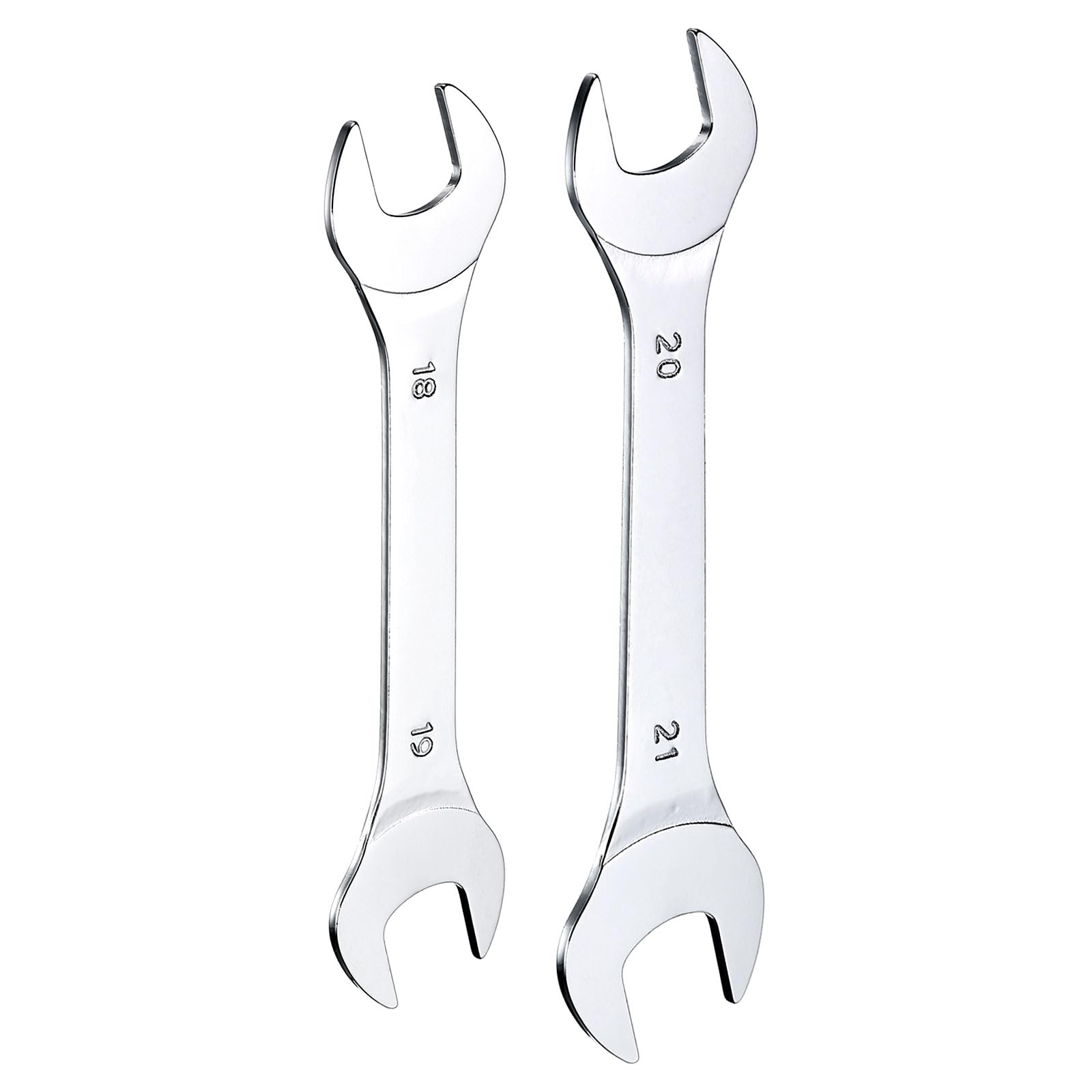 

uxcell Double Thin Wrench Metric Small Flat Head Mirror for Auto Repair and Furniture Assembly 2-Piece Open-End Set, 18x19/20x21mm, Ultra-Thin,