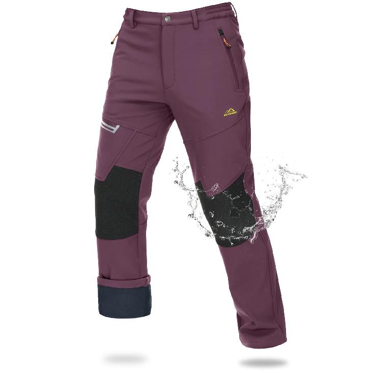 MAGCOMSEN Softshell Ski Pants Mens Winter Warm Fleece Lined Snow Trousers Waterproof Windproof Hiking Outdoor Thermal Pants