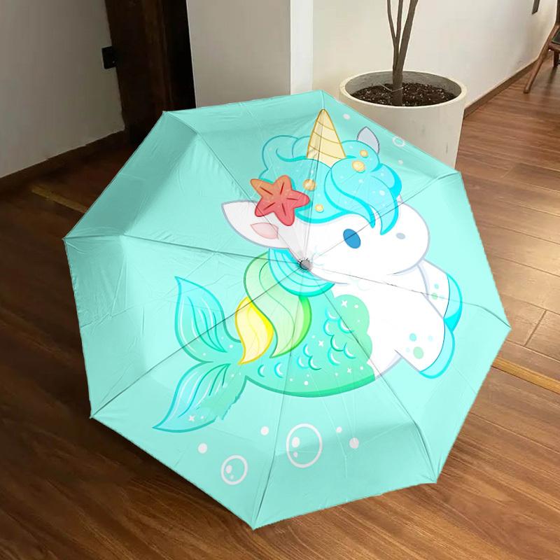 

1pc Mermaid Unicorn Automatic Open/Close Umbrella, Folding Compact Umbrella with Lightweight Design for Women/Men yy251011050