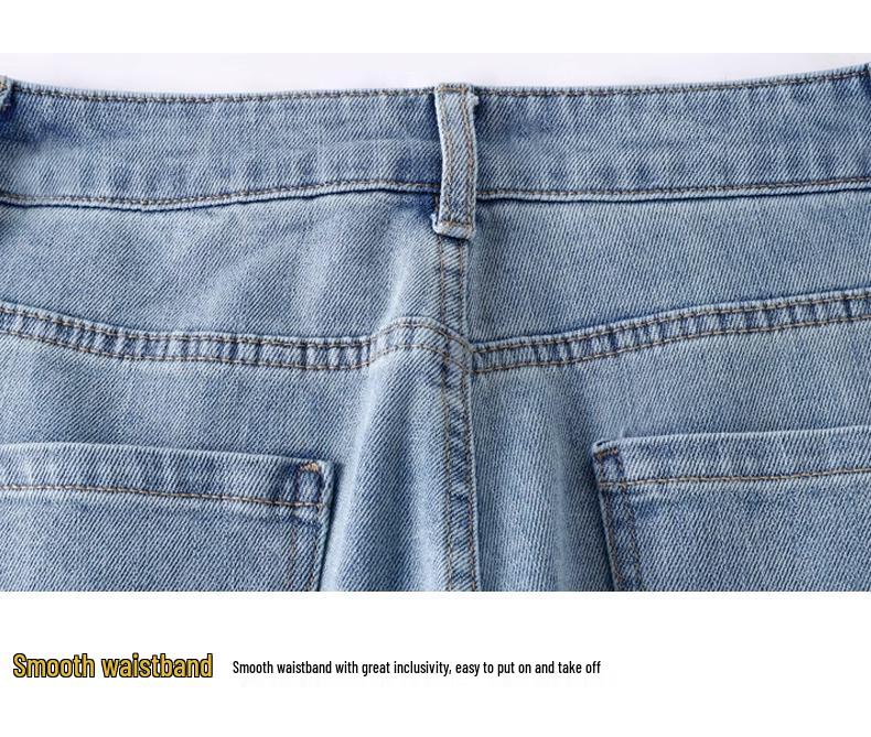 Women's Petite 2024 Wide-Leg Jeans - Spring/Autumn, Loose Straight-Leg, Floor-Length, Slimming Fit