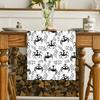 1pc White Black Halloween Table Runner with Cute Spiders Waterproof Durable Tablecloth for Halloween Themed Party Decoration
