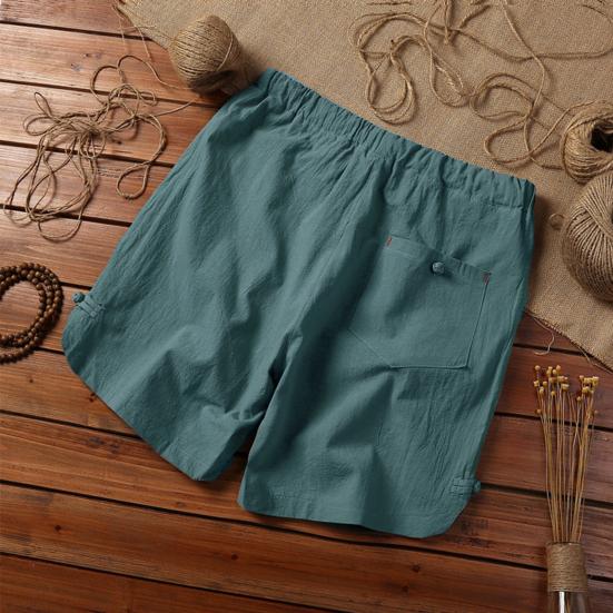 Men Beach Shorts Drawstring Elastic Waist Solid Color Loose Pockets Sports Quick-drying Plus Size Chinese Style Men Sweatpants Male Clothing