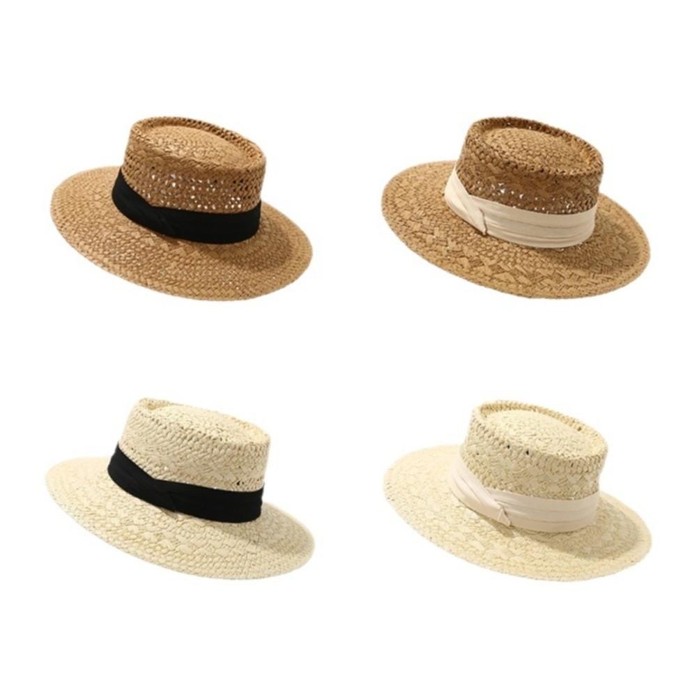 Wide Brim Western Cowboy Hat Sunscreen Visor Cap Fashion Hollow Straw Hat  Vacation