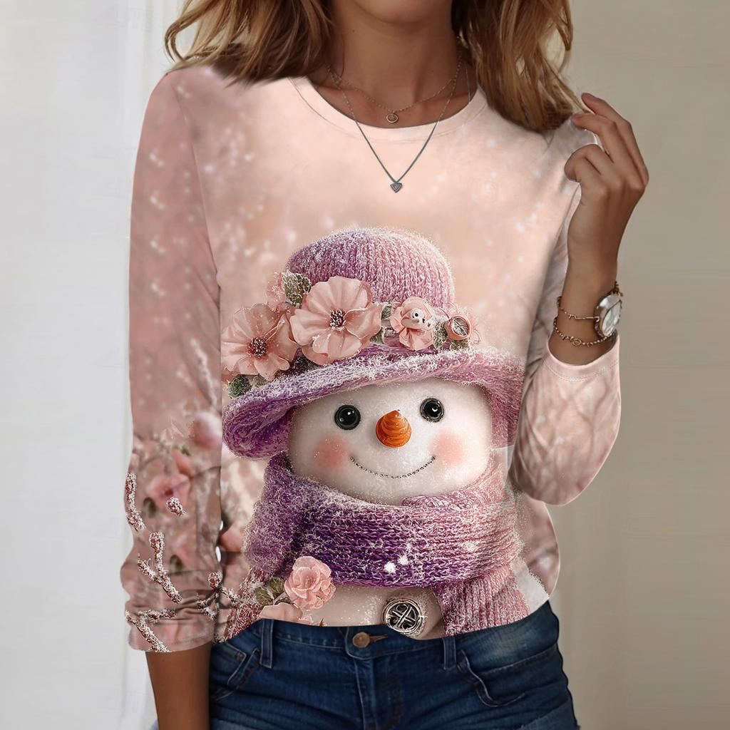 Long Sleeve Shirts For Women Cute Print Graphic Tees Blouses Casual Plus Size Basic Tops Pullover