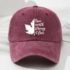 Soft Baseball Cap Soft Maple Leaf Letter Print Baseball Cap  Unisex Retro Adjustable Outdoor Hat  for Men and Women