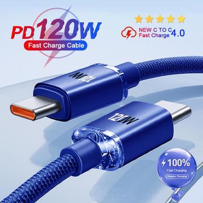 120 W USB tipo C į USB C laidas skirtas iPhone 15 Pro Max PD greito įkrovimo duomenų laidui, skirtas Samsung Xiaomi 14 Oneplus 12 POCO X6 OPPO CC