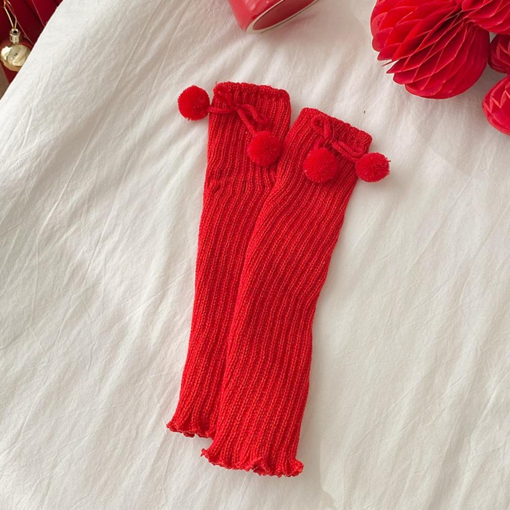 NEW Cotton Leg Warmers Red 30cm Kids Stacking Socks Knitted Leg Warmers Pile Socks style-2