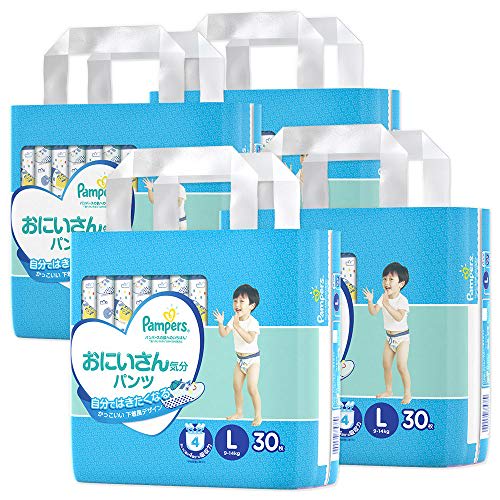 

[Трусики размера L] Подгузники Pampers, лучшее для кожи, чувствуешь себя старшим братом (9~14 кг), 120 листов (30 листов x 4 пачки), предмет дела