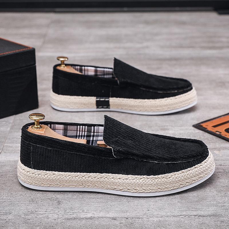 Shoes men's shoes summer one-pedal overalls single shoes soft-soled corduroy cloth shoes men's low-top breathable casual shoes men