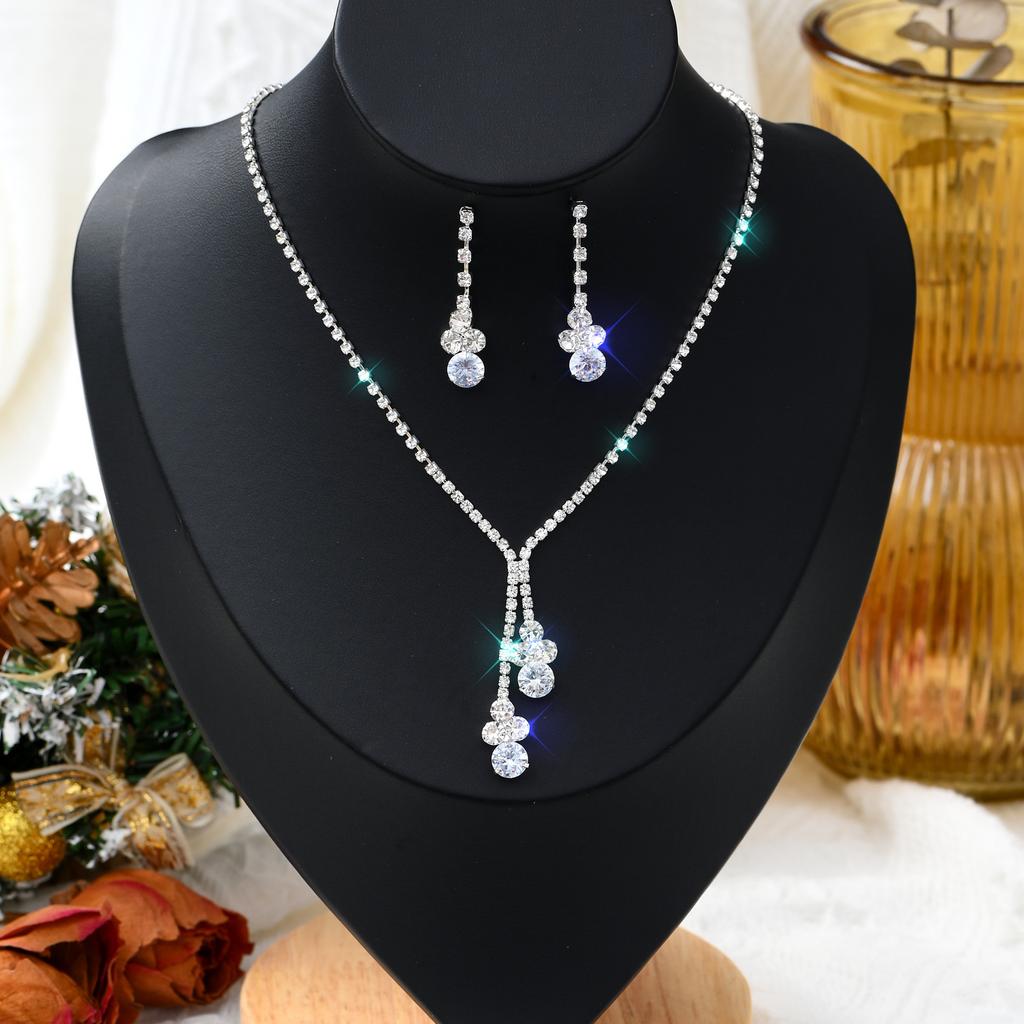 1 Set Of Fashionable And Simple Water Droplet Necklace, Earrings, Jewelry Set, Women's Wedding Banquet Party Daily Accessories