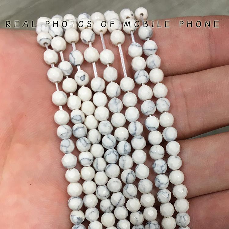 4mm White Turquoise Natural Stone Beads for DIY Jewelry Making 4mm, ~90 beads per strand, ~11g per strand