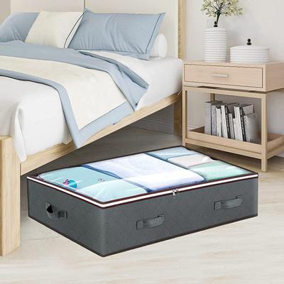 Foldable Underbed Storage Bag with Reinforced Handle Portable Large Capacity Clothes Quilt Bag Dustproof Organizer