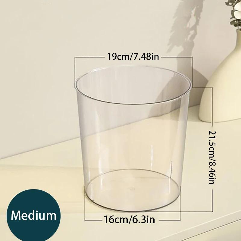 

Clear Transparent Trash Can Compact Desktop Garbage Can Small Spaces Practical Waste Paper Storage Bucket Recycling Ice Bucket 21X16X19CM белый