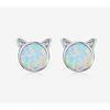 Meow Star Simple Cat Earrings Women'S Opal S925 Sterling Silver Stud Earrings, Source Sce538