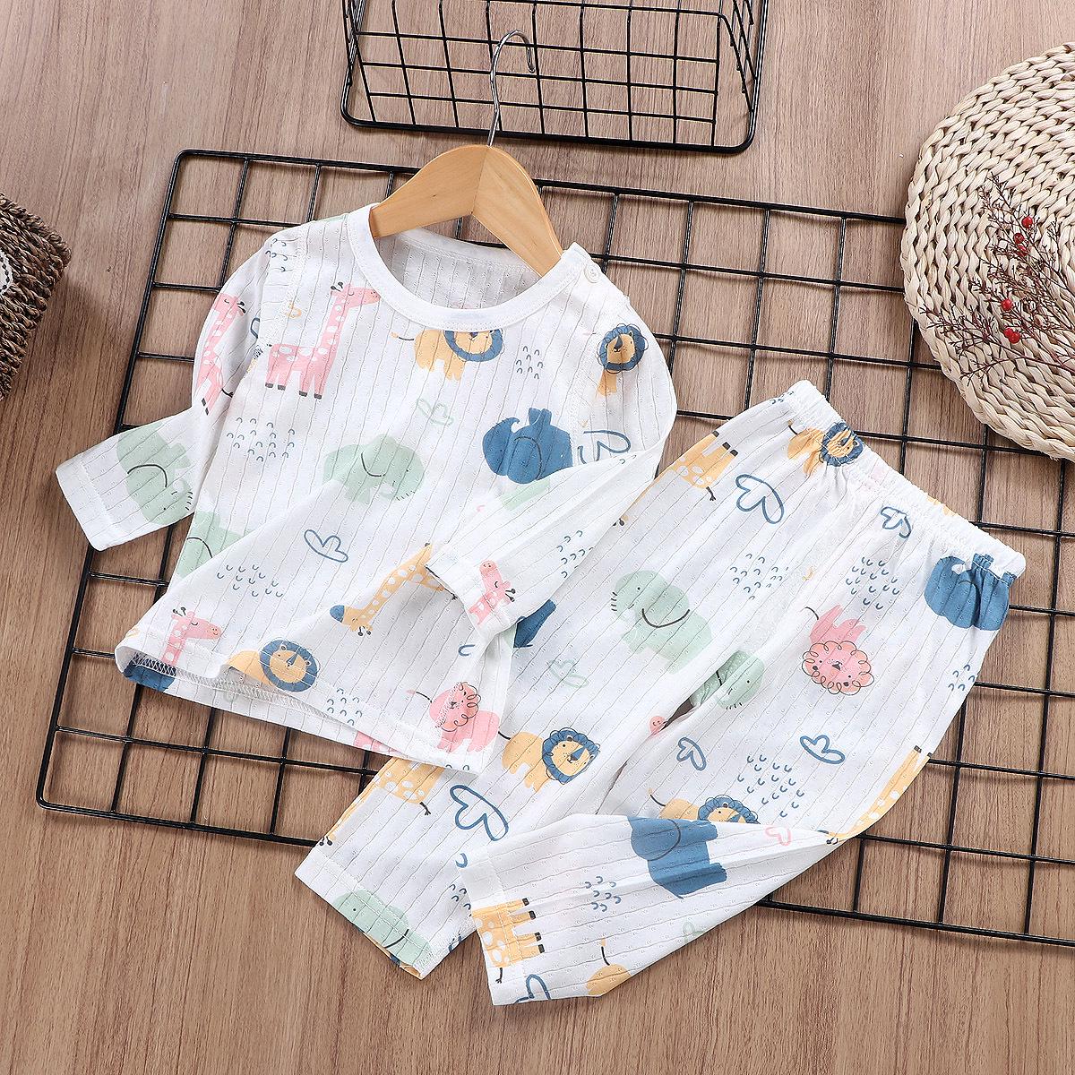 

Детский хлопковый пижамный комплект: С длинным рукавом, тонкий стиль для мальчиков и девочек – весенне-летняя домашняя одежда, качество класса А. 90 cm