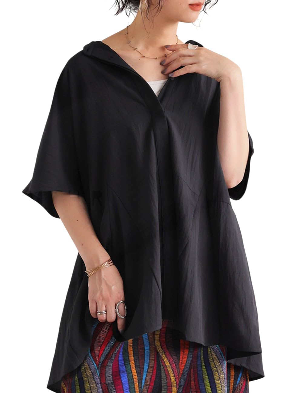 

Antiqua Peplum Short Hidden One Size Black Women s Blouse, Sleeve, Button-Down Design, PK-01335, 05,