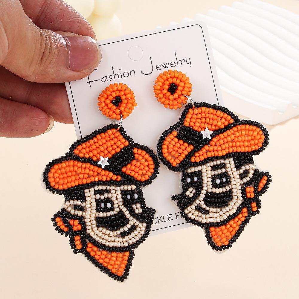 

1pair Pattern Cartoon Style Handmade Beaded Owl Dangle Earrings For Women
