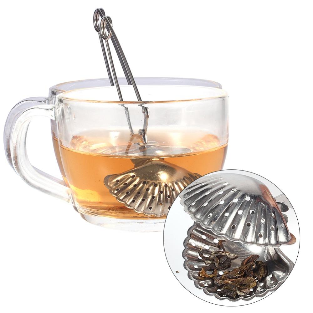 Stainless Steel Loose Tea Infuser With Handle Seashell Snap Design Tea Strainer Filter Pincher Style Loose Tea Steeper