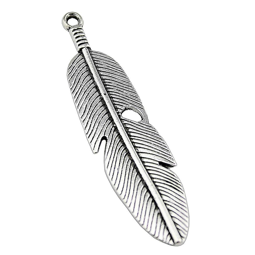 

3шт Перо Шармы Шармы Античное серебро Цвет Цинковый сплав 59X16mm